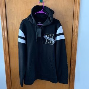 🎉HP x 2🎉New Large Hurley Black & White Chenille Patch Zip Up Hoodie